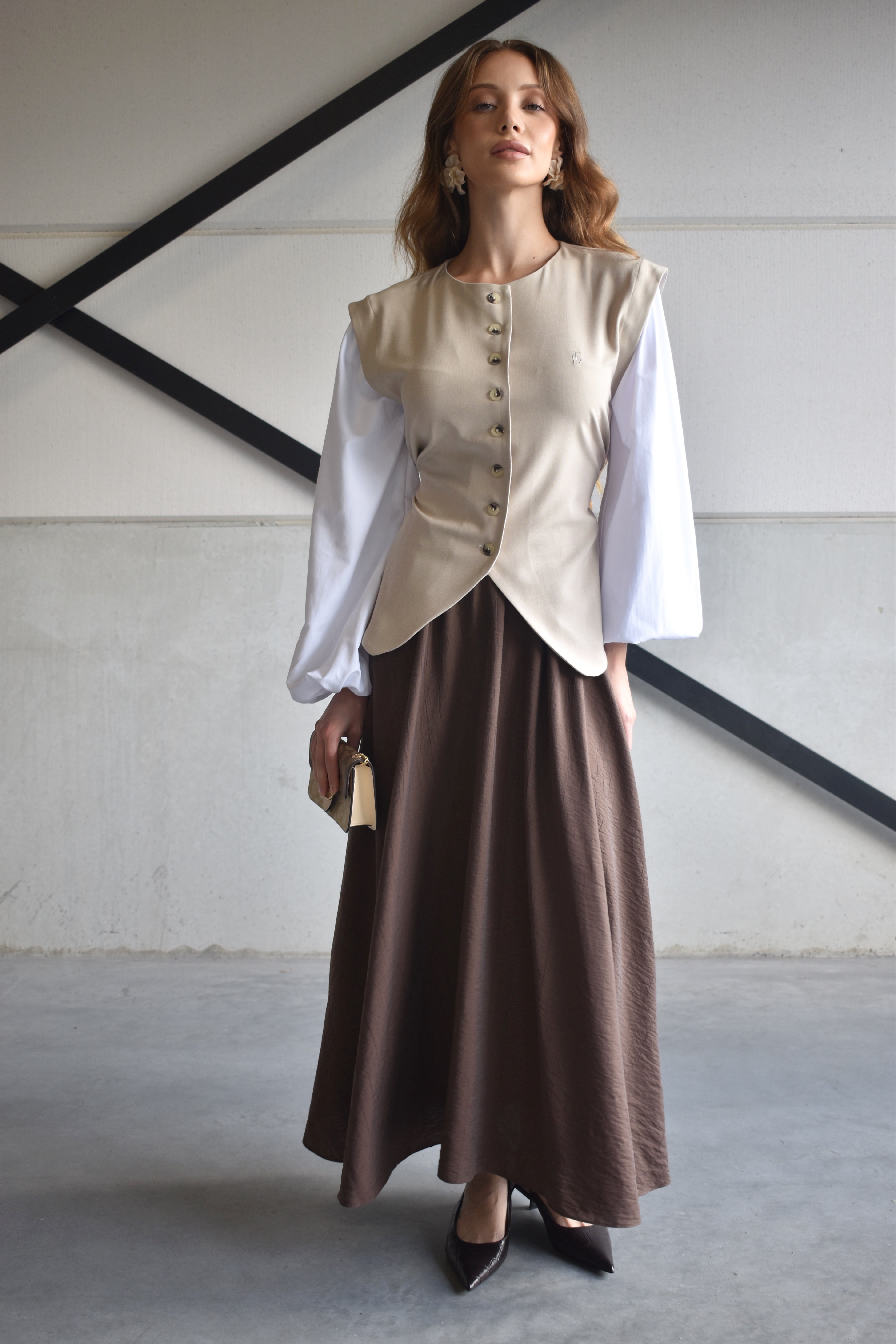 Blouse inclusief mouwen - beige