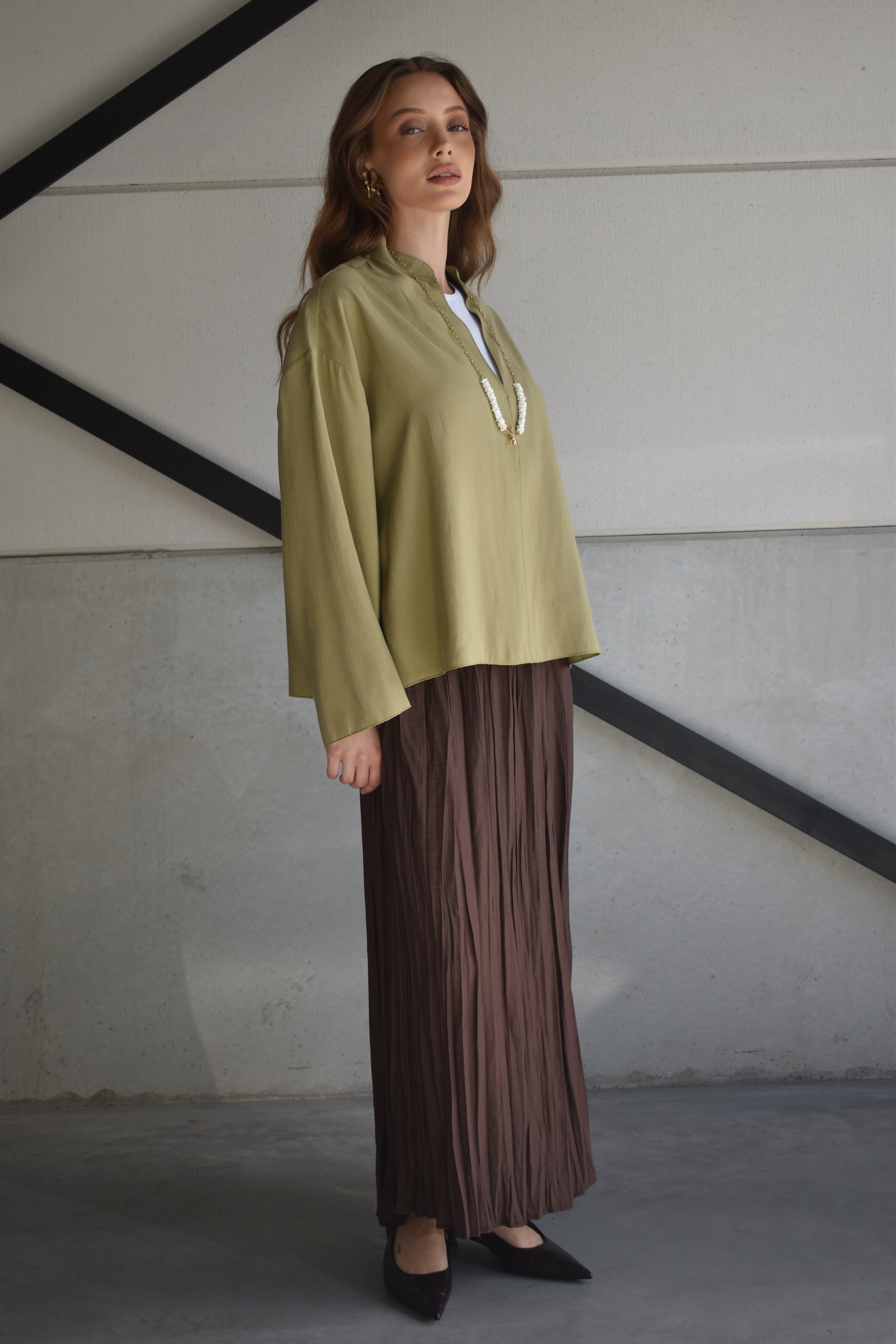 Oversized blouse - olijf