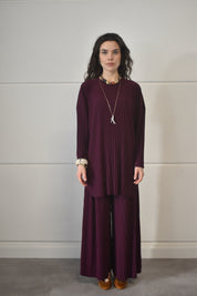 Plisse twinset - Aubergine