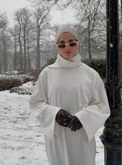 Oversized jurk met losse sjaal - roomwit