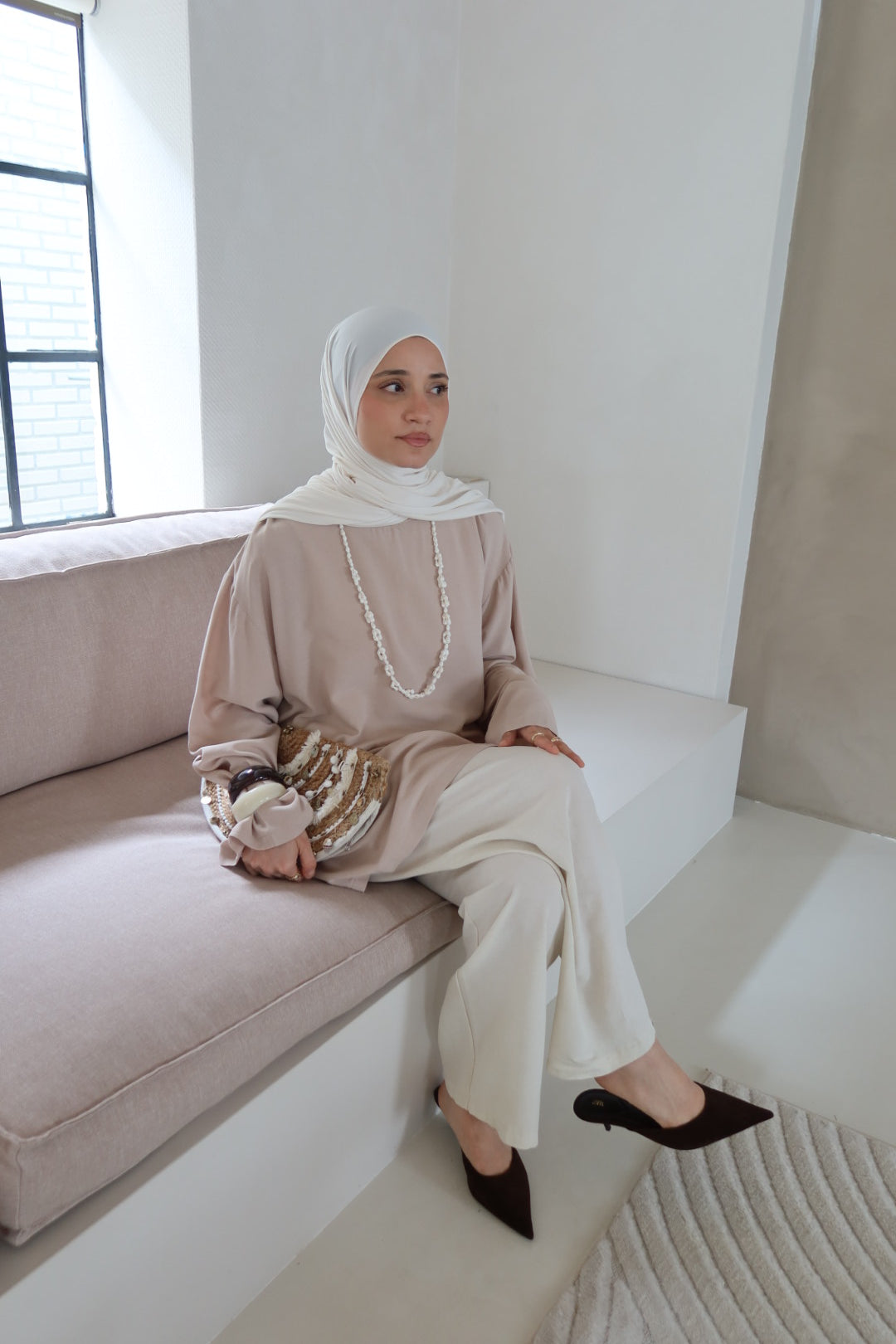Oversized linnen shirt - Urban taupe