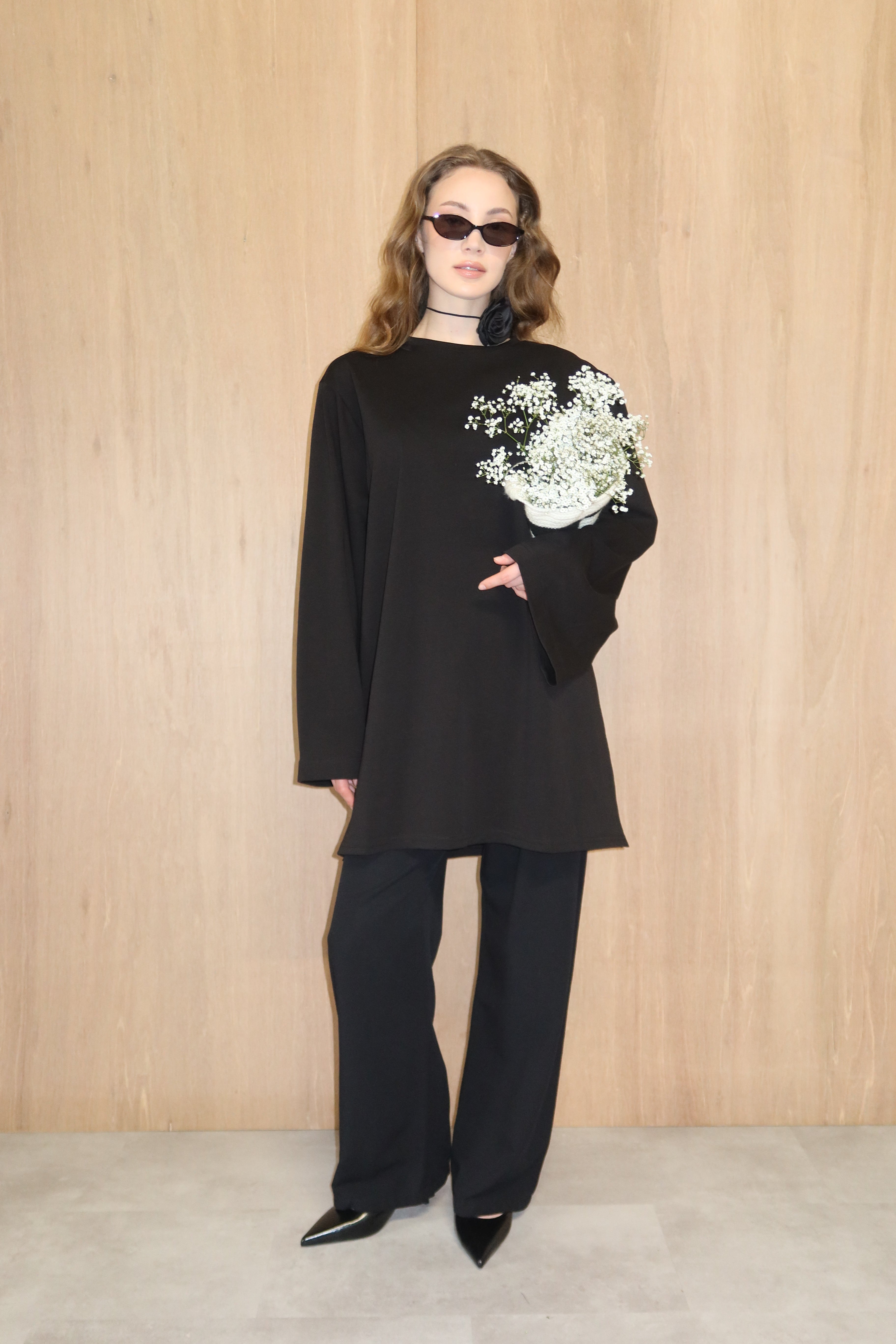 Dunne oversized shirt - Zwart
