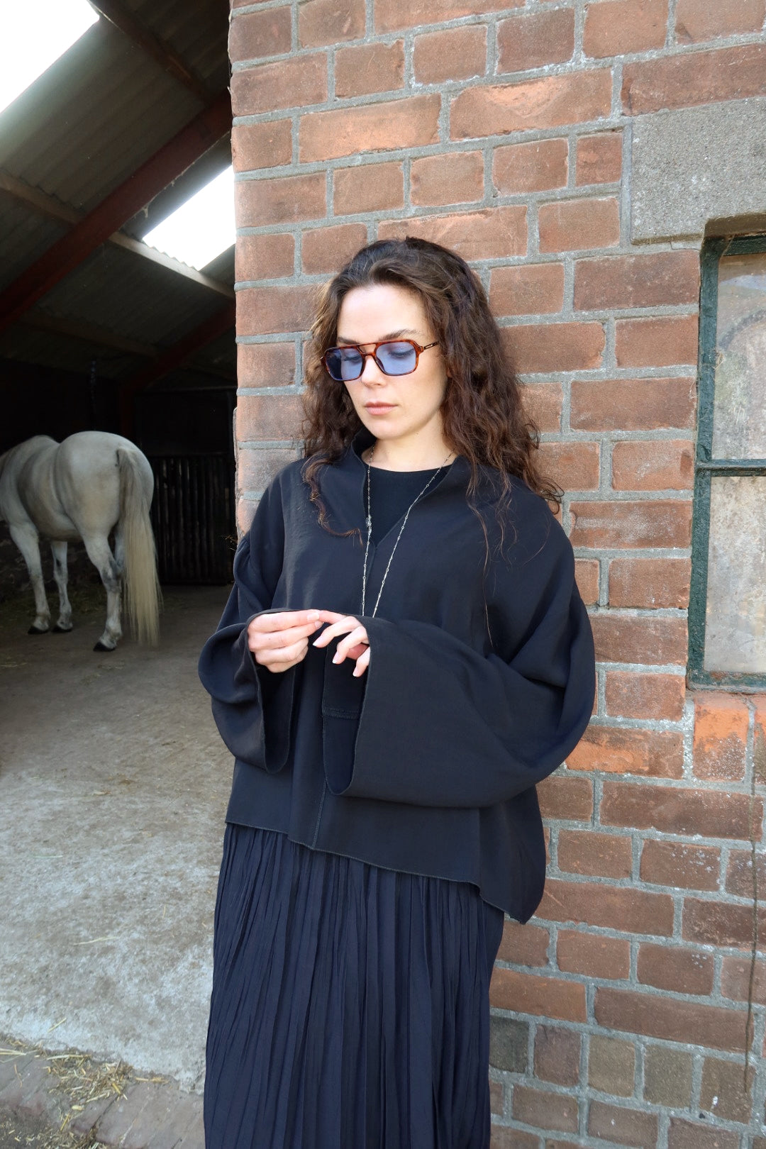 Oversized blouse - zwart