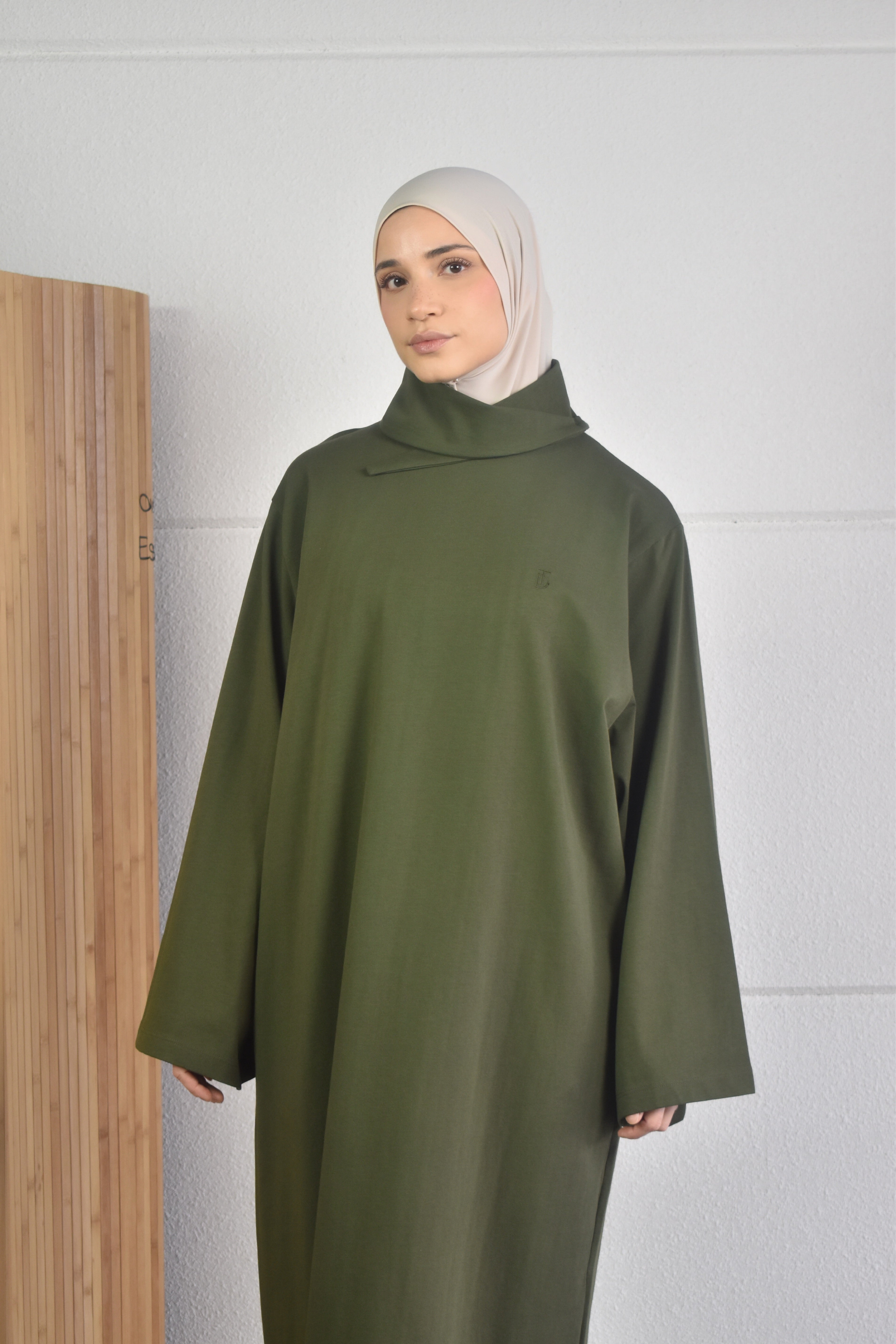 Oversized jurk met sjaal - donkergroen