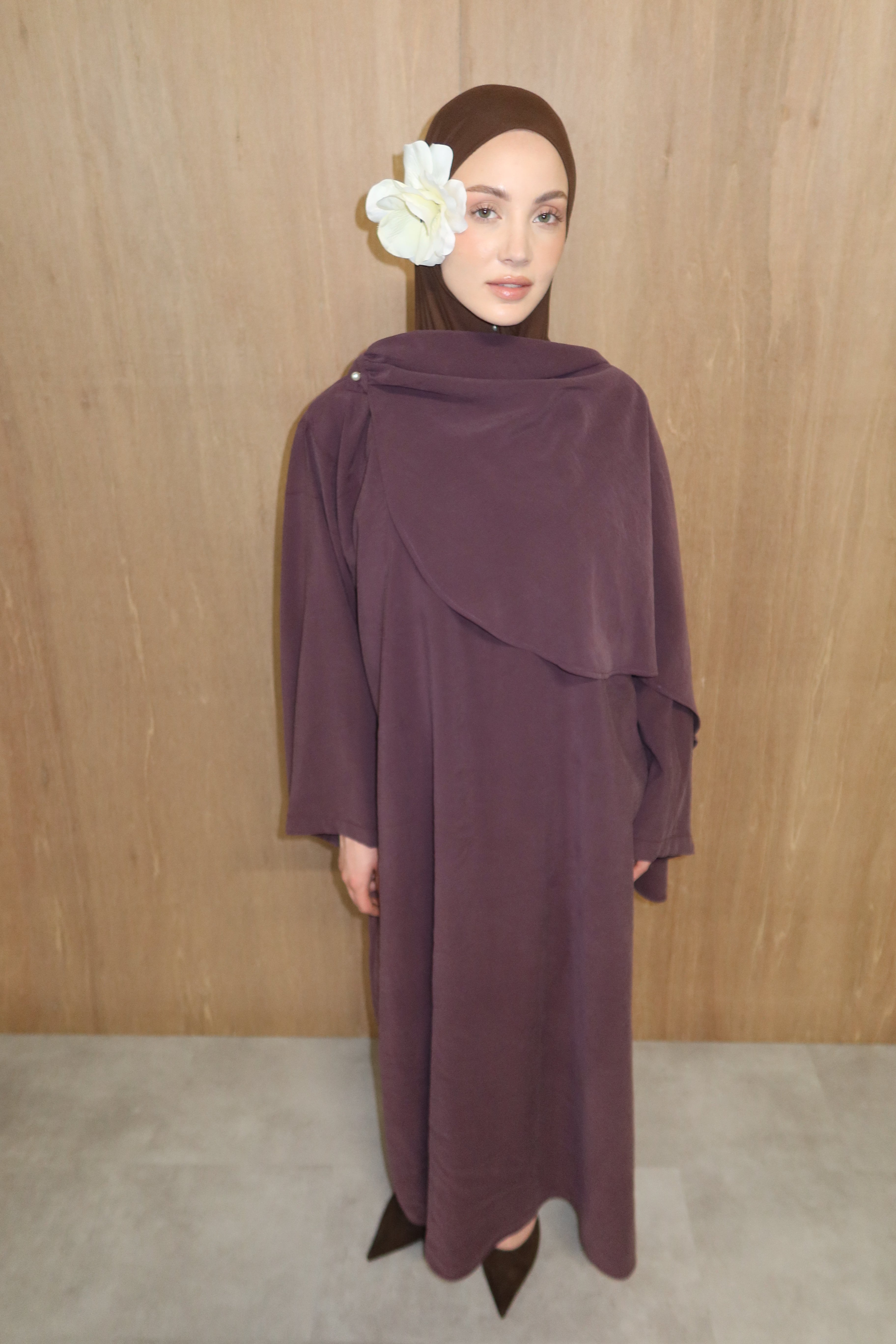 Abaya met sjaal - Aubergine