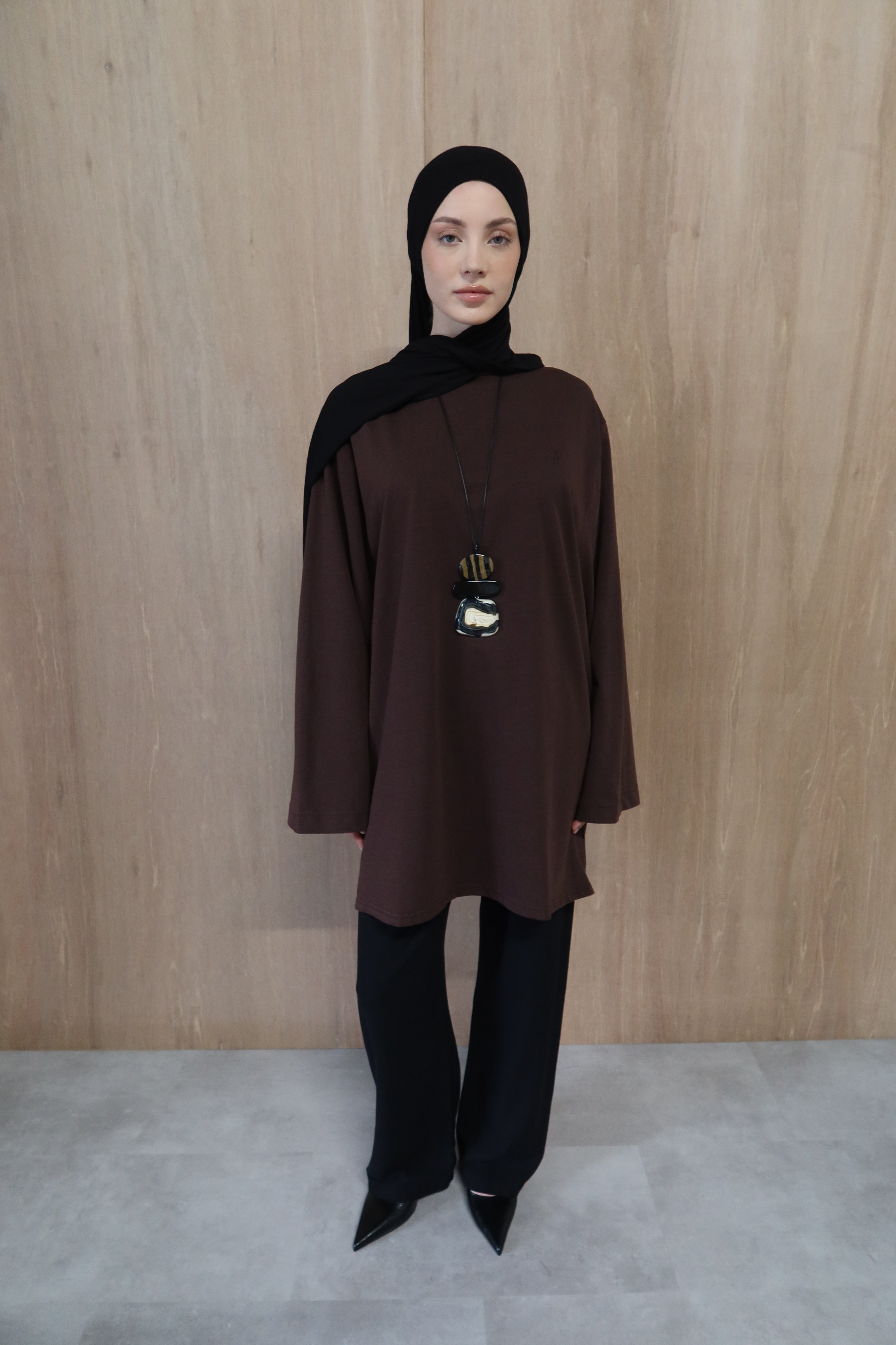 Dunne oversized shirt - Espressobruin