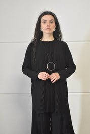 Plisse twinset - Zwart