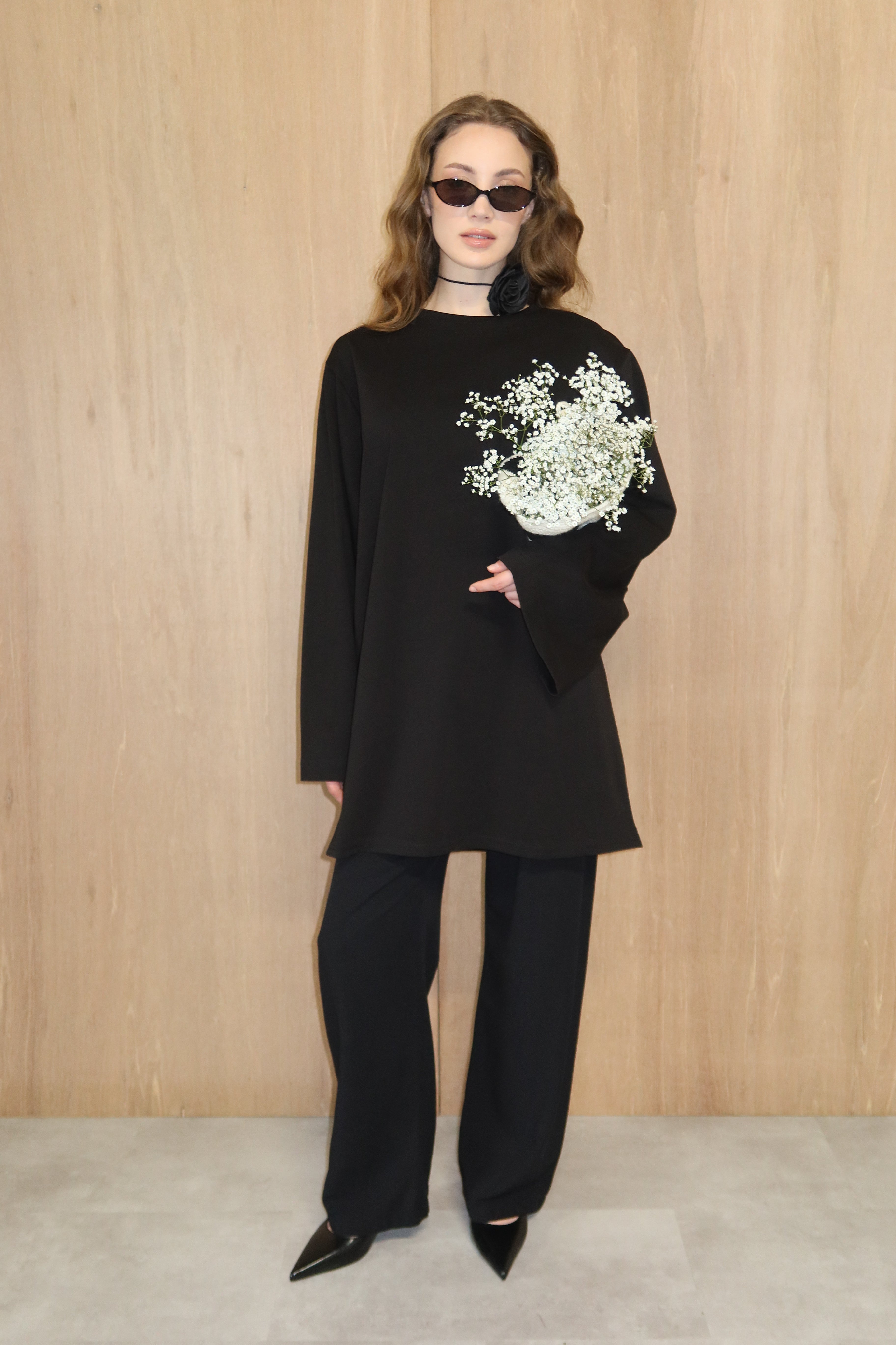 Dunne oversized shirt - Zwart