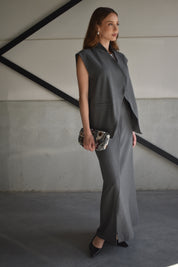 Tweedelige set: rok met gilet - antraciet