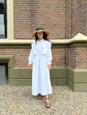 Tweedelige ballonjurk met gilet -wit