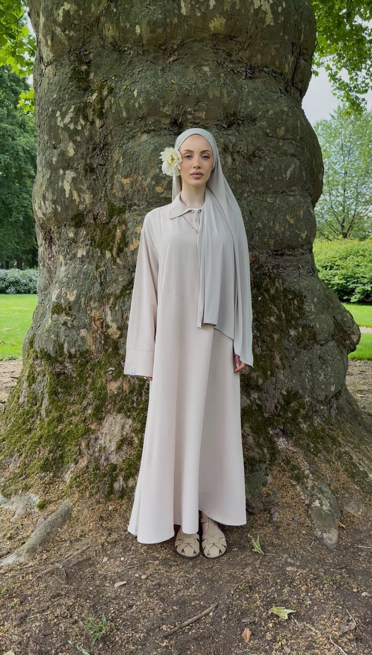 Linnen abaya -nude