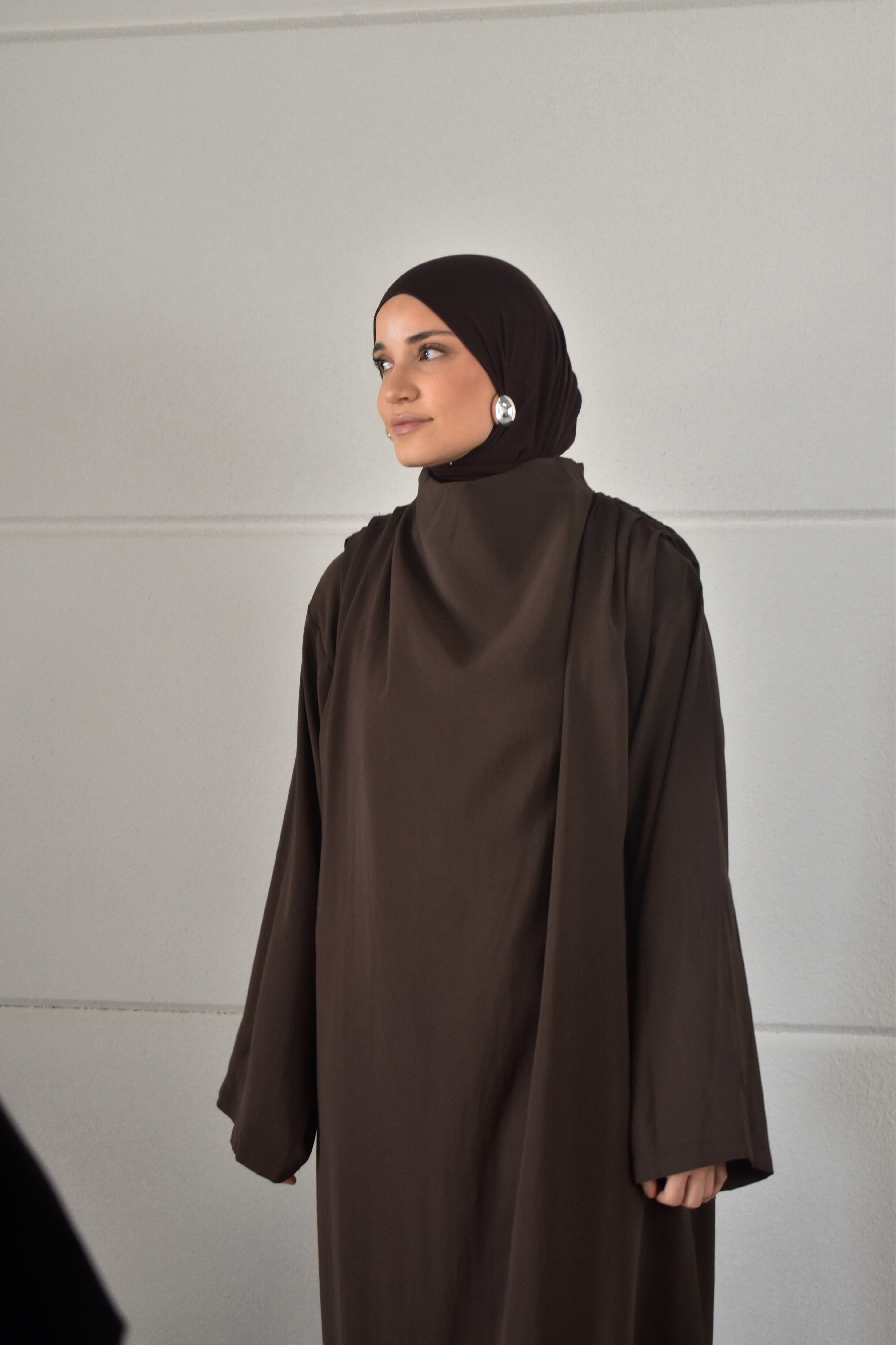Abaya met kraag - bruin