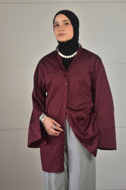 Blouse met splitarmen - bordeaux