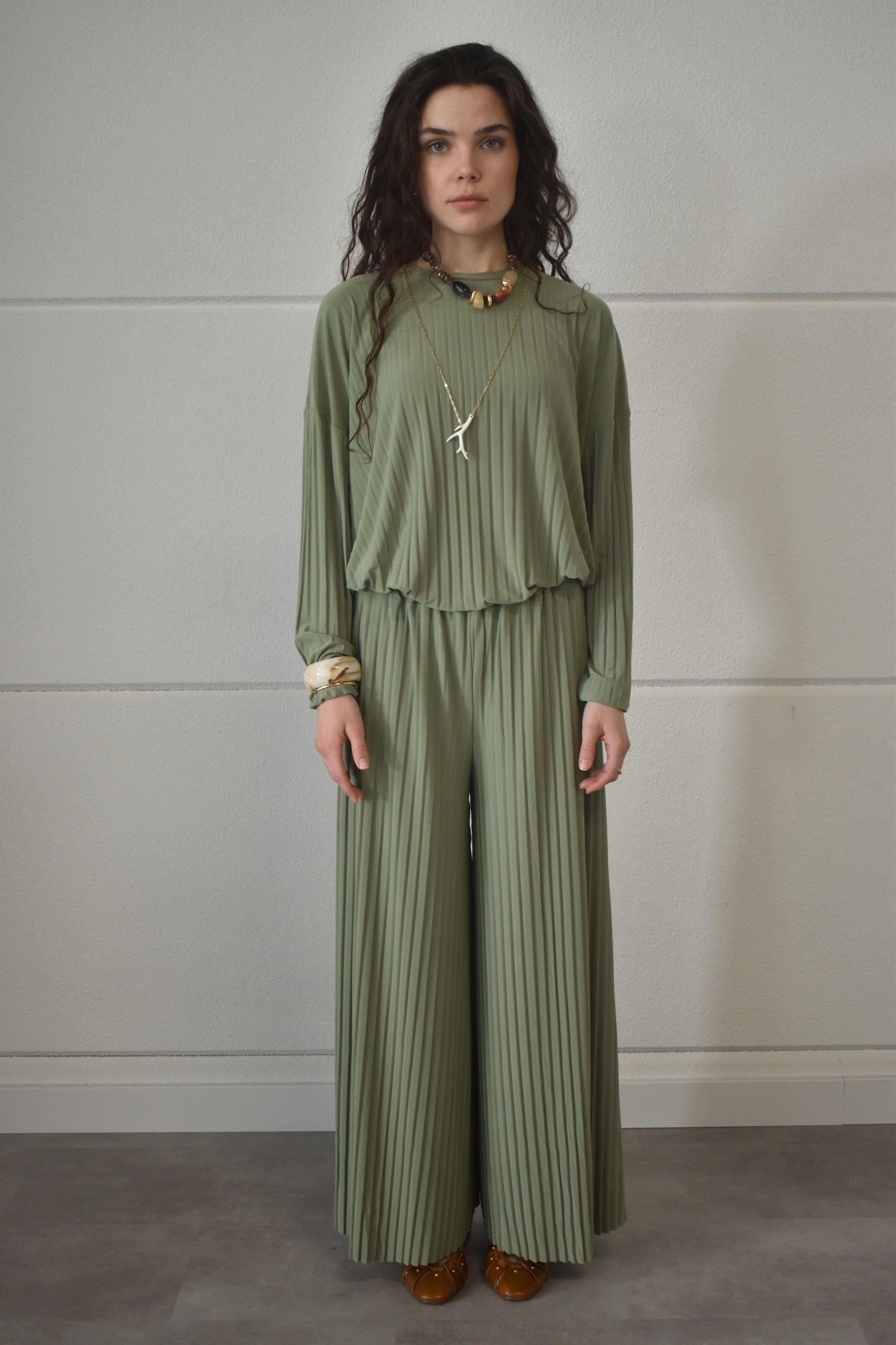 Plisse twinset - Pistache