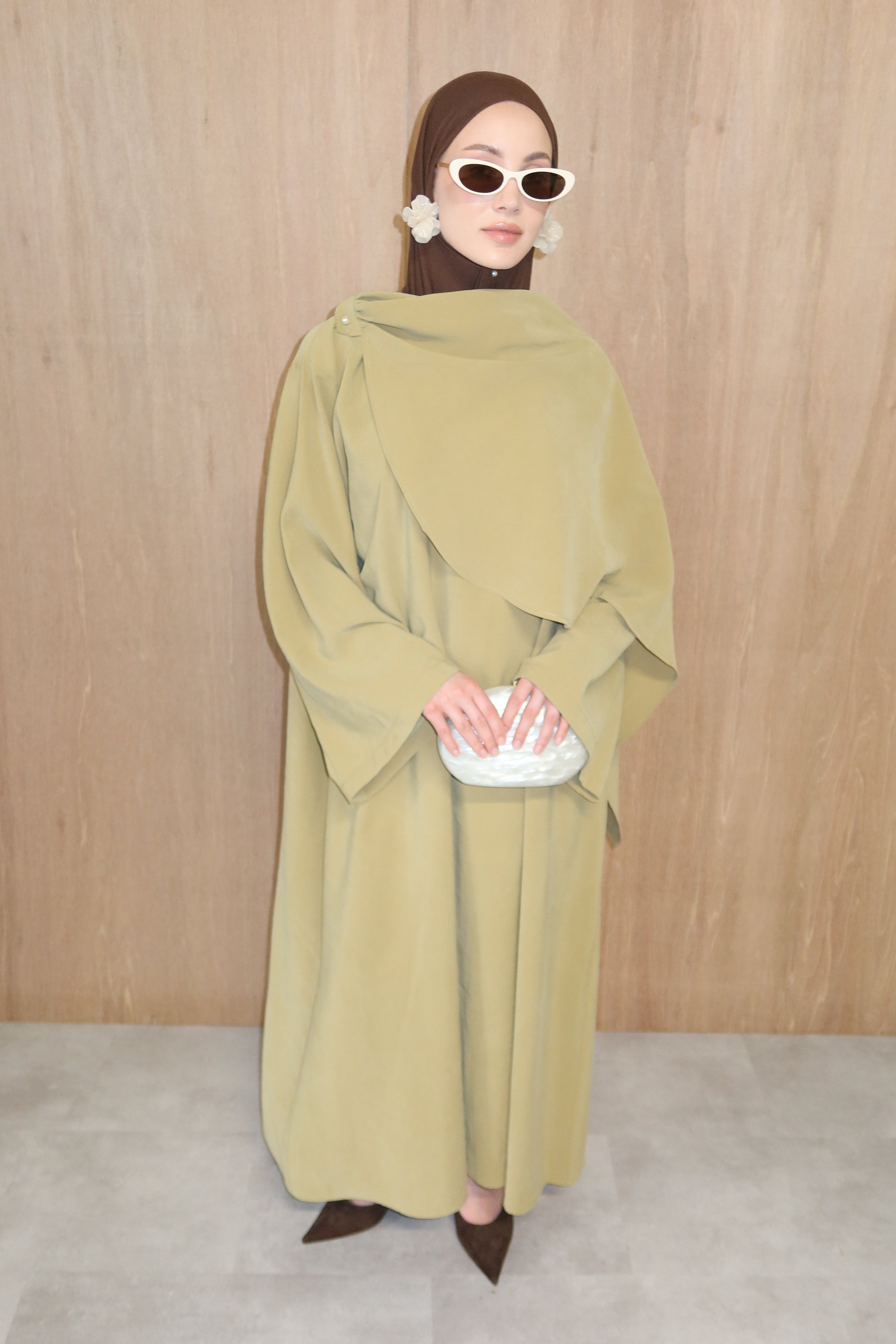 Abaya met sjaal - Pistache