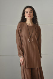 Plisse twinset - Latte