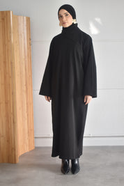 Oversized jurk met losse sjaal - zwart