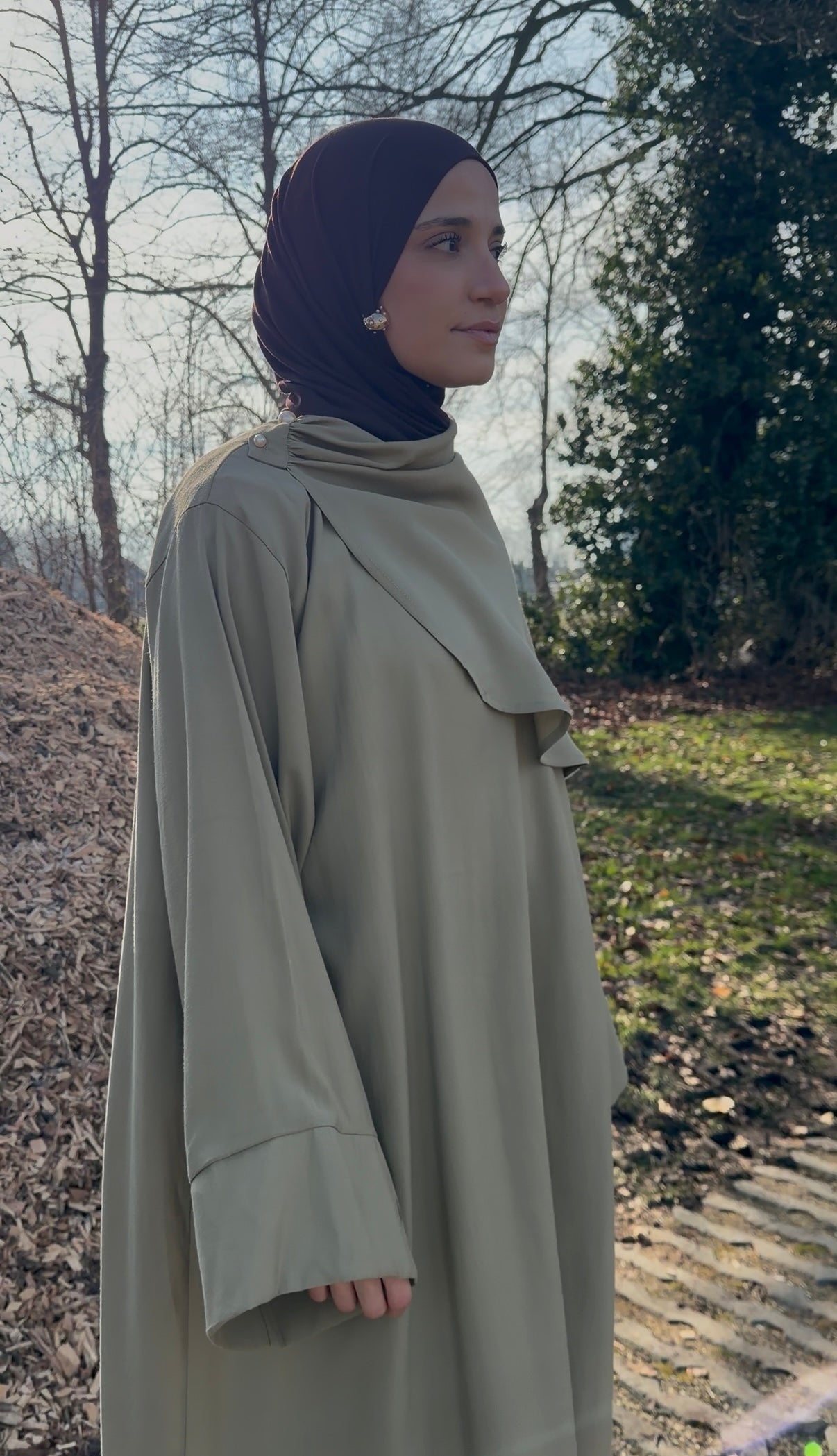 Abaya met sjaal - pistache