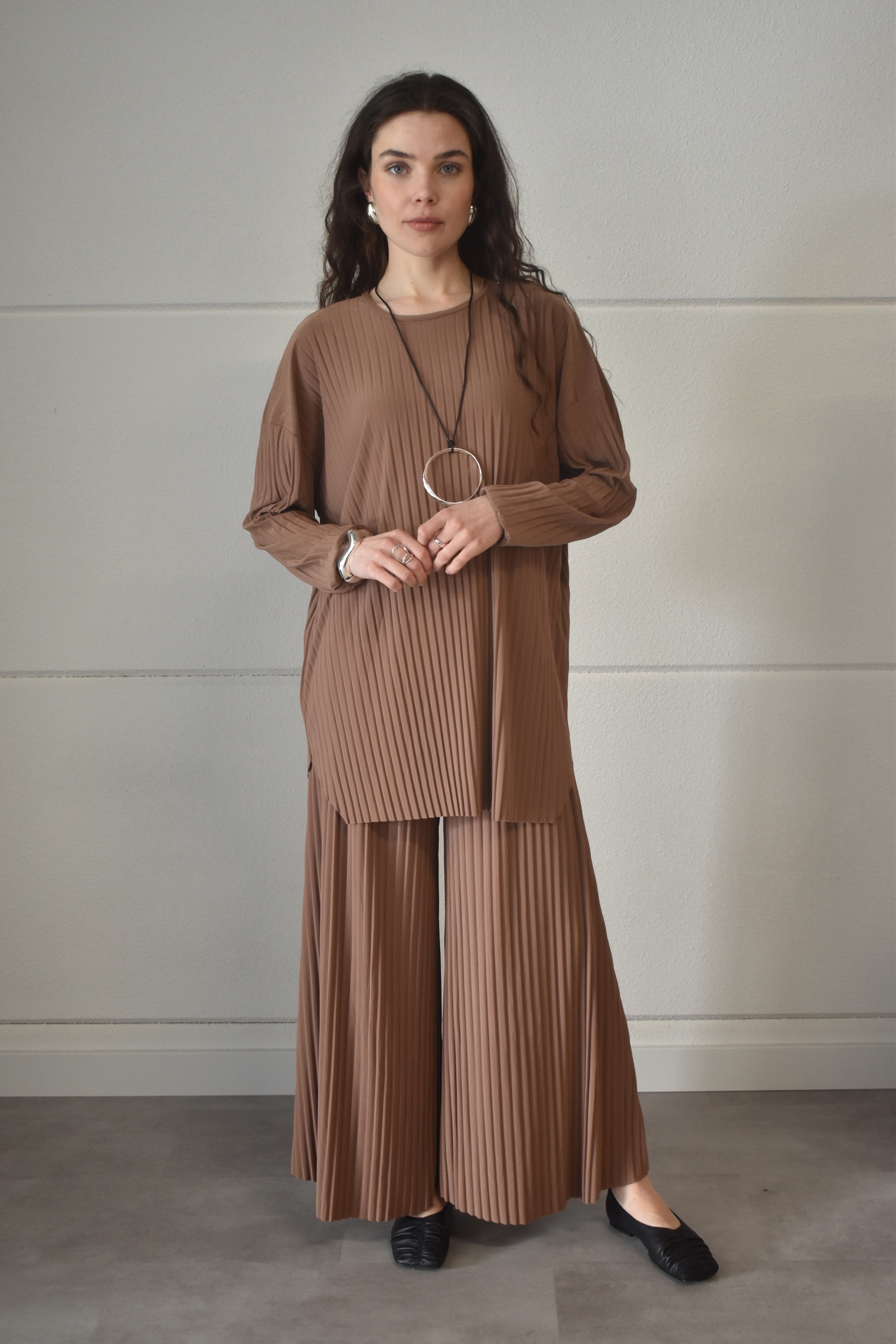 Plisse twinset - Latte