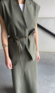 Tweedelige set: rok met gilet - donkergroen