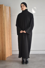 Oversized jurk met losse sjaal - zwart