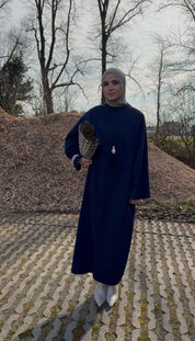 Oversized jurk met losse sjaal - donkerblauw