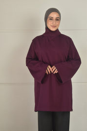 Oversized shirt met losse sjaal - bordeaux