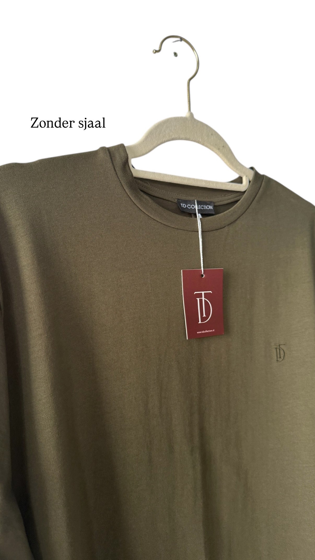 Oversized shirt met losse sjaal donkergroen