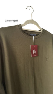 Oversized shirt met losse sjaal donkergroen