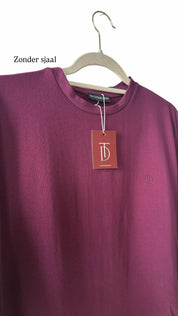 Oversized shirt met losse sjaal - bordeaux