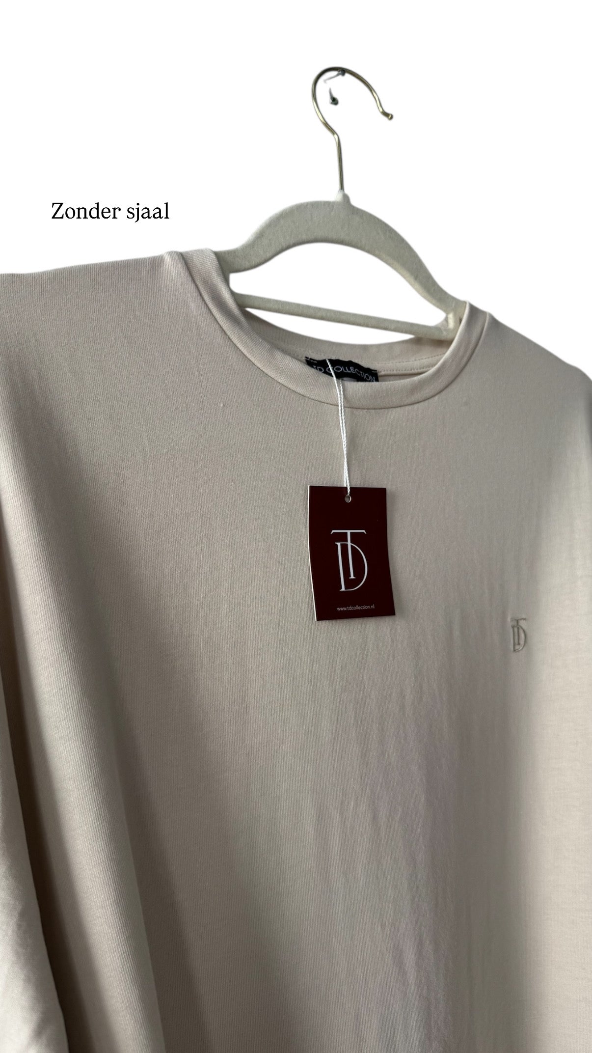 Oversized shirt met losse sjaal - beige