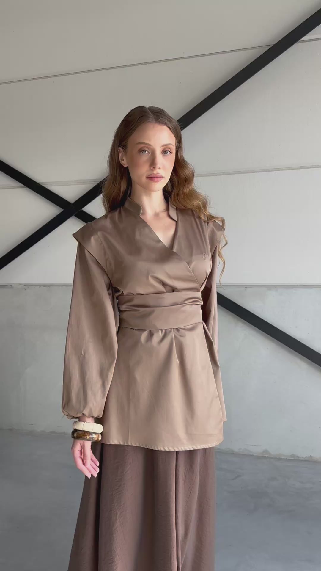 Kimono overhemd met overslag - olijf