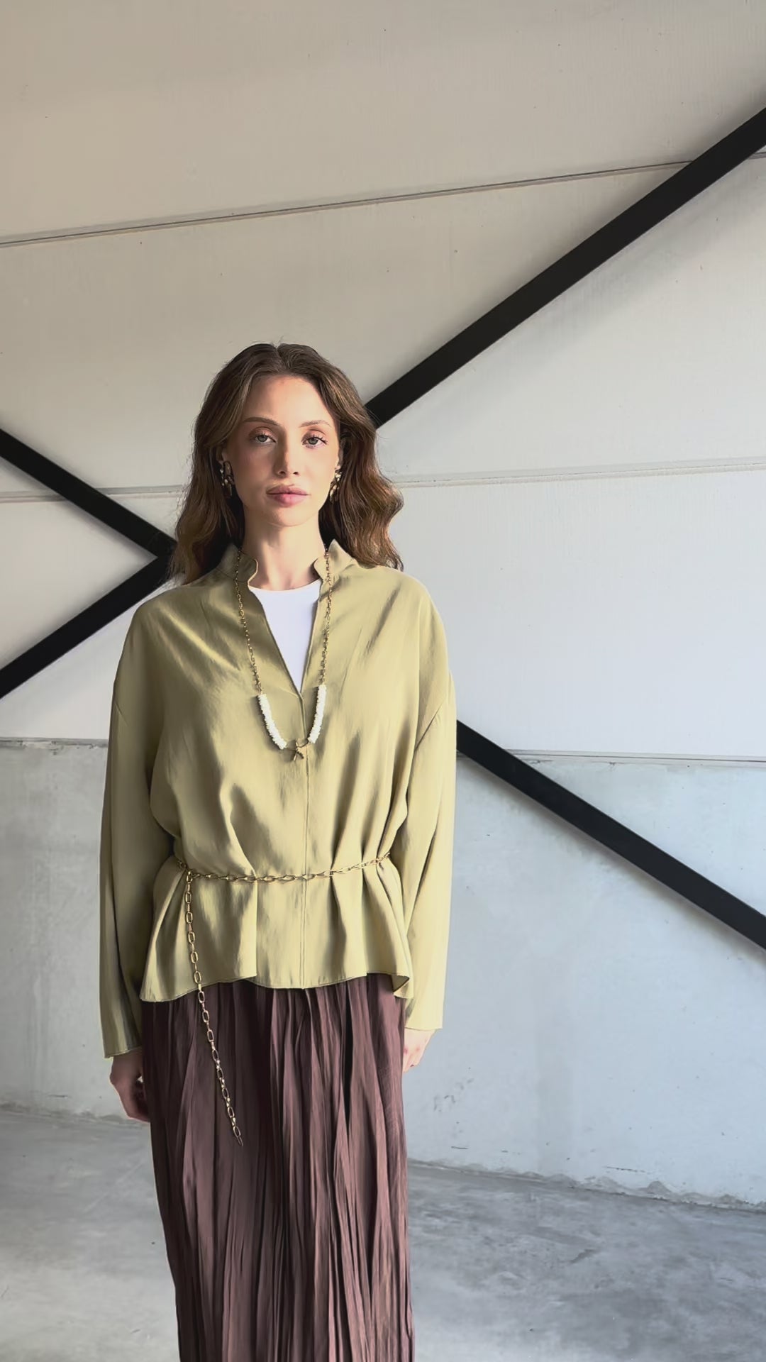 Oversized blouse - olijf