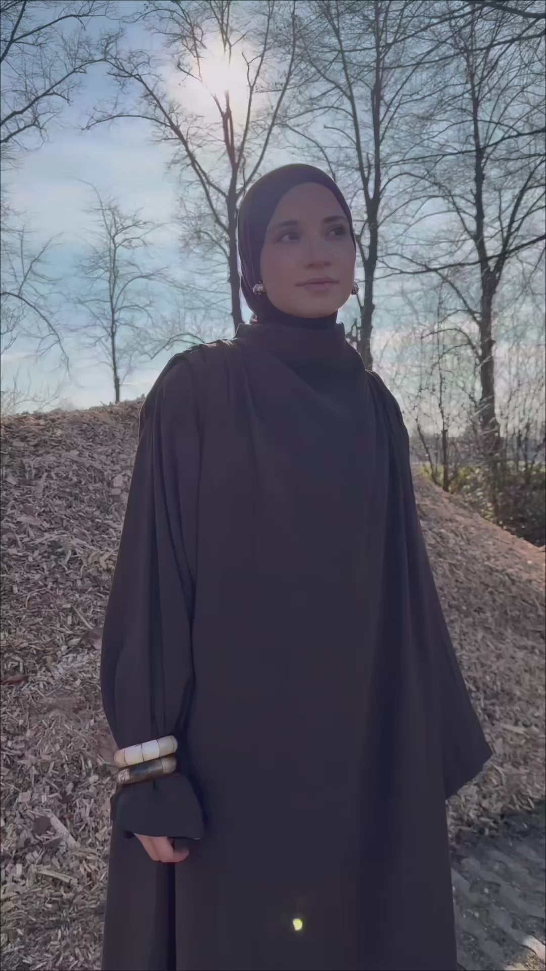 Abaya met kraag - bruin