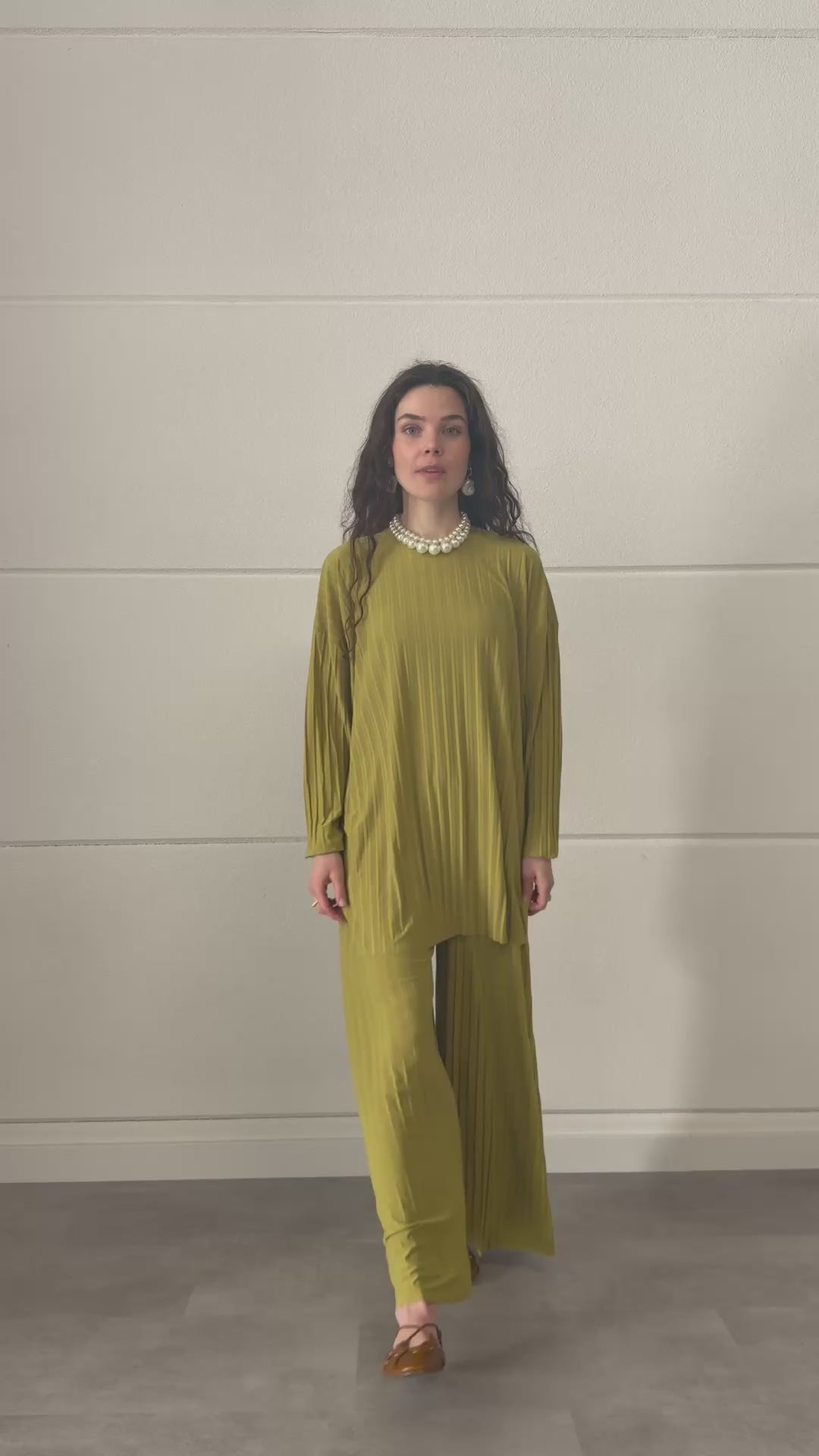 Plisse twinset - Olive