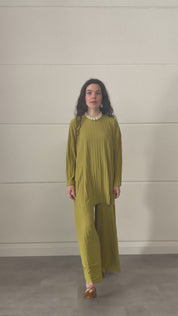 Plisse twinset - Olive