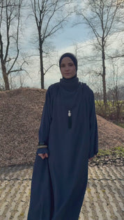 Abaya met kraag - donkerblauw