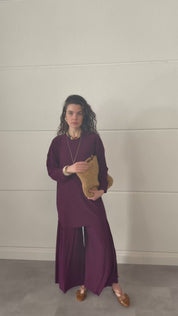Plisse twinset - Aubergine