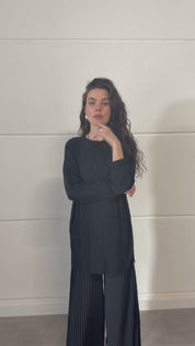 Plisse twinset - Zwart